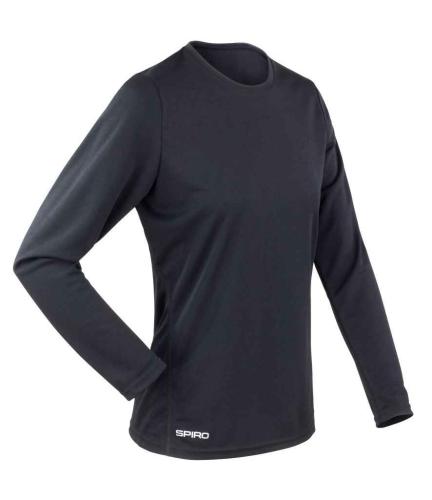 Spiro Ladies L/S Performance T-Shirt - Black - L